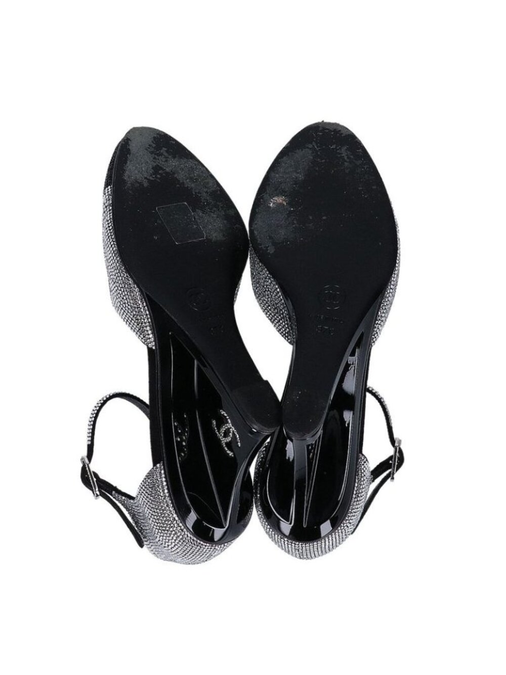 Chanel CC Logo Line Stone Heel Sandals 37c - Picture 6 of 7
